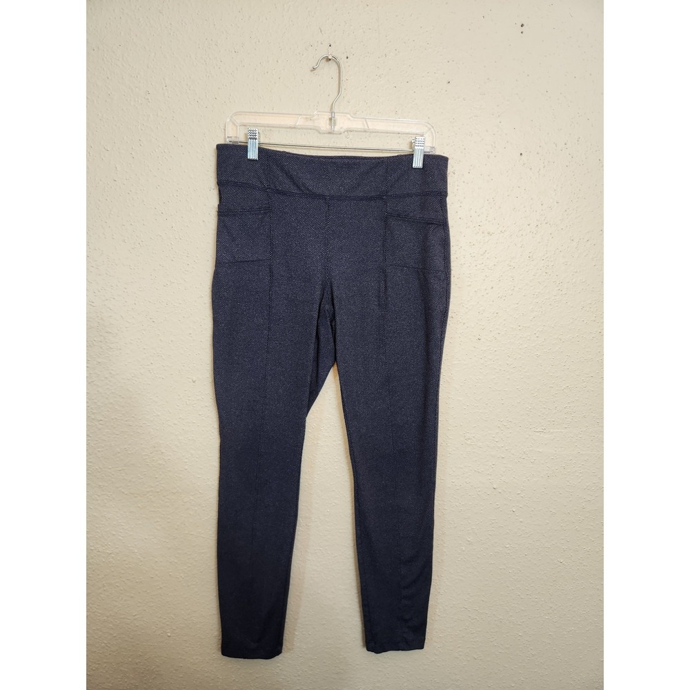 Talbots Womens Medium Navy Textured Pull‎ On Leggings High Rise 4-Pocket Stretch